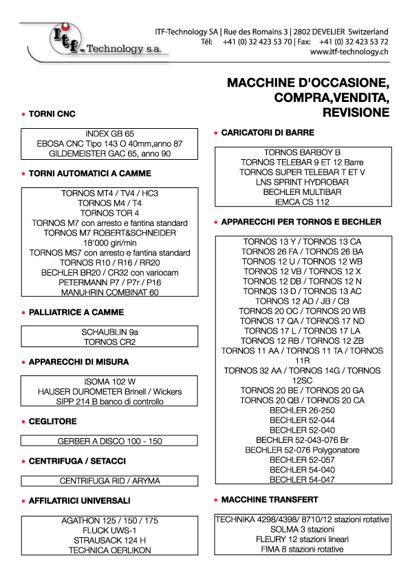 Liste de stock en italien